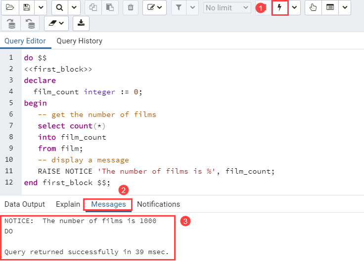 Postgresql Anonymous Block Function